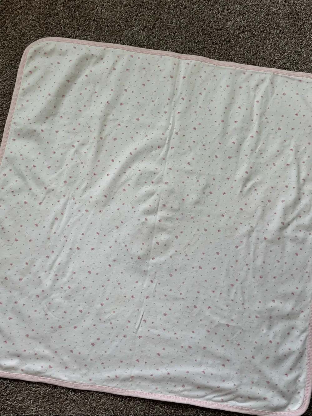 100% Cotton Baby Receiving Blanket Pink Bunny Embroidered Double-Sided Lovey